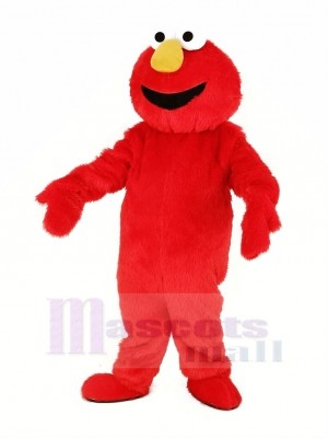 rouge Poilu Monstre Elmo Mascotte Costume Dessin animé