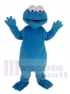 Bleu Poilu Monstre Elmo Mascotte Costume Dessin animé
