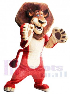 Alex rouge souriant le lion Mascotte Costume Animal