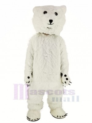 Blanc Duveteux Polaire Ours Mascotte Costume