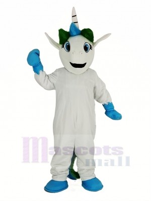 Bleu Licorne Mascotte Costume Dessin animé