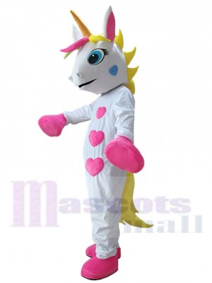 Licorne blanche Mascotte Costume Pour les têtes de mascotte adultes