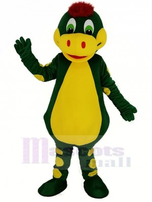 Vert Dinosaure avec Jaune Ventre Mascotte Costume Animal