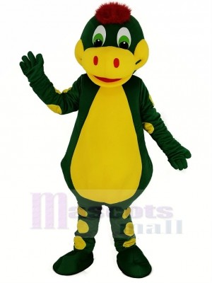 vert Dinosaure avec Jaune Ventre Mascotte Costume Animal