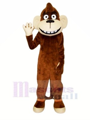 Heureux marron Singe Mascotte Les costumes Dessin animé