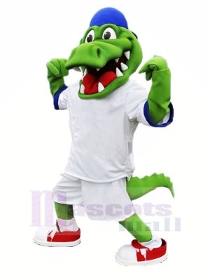 Sport Alligator avec blanc Costume Mascotte Les costumes Dessin animé