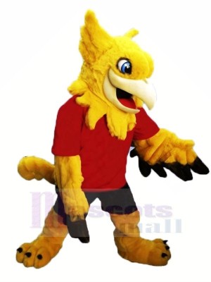 Jaune Gryphon avec rouge T-shirt Mascotte Les costumes