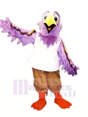 Violet Aigle avec blanc Gilet Mascotte Costume Dessin animé