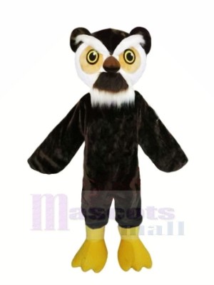 Noir Hibou avec blanc Les sourcils Mascotte Les costumes Animal