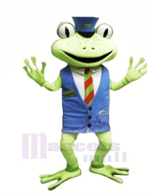 La grenouille avec Bleu Gilet Mascotte Les costumes