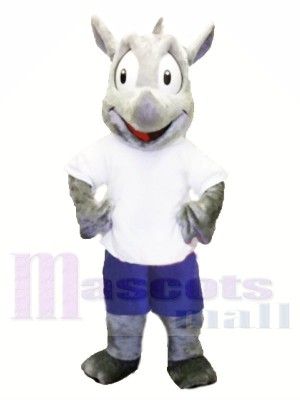 Costume de mascotte de sport Robert Rhino Costume De Mascotte Pour Adulte