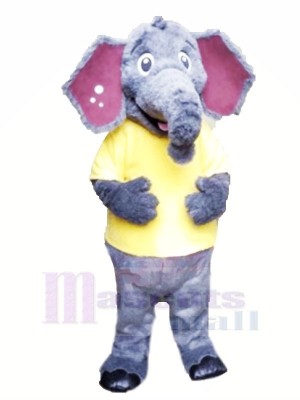 Duveteux l'éléphant avec Jaune T-shirt Mascotte Les costumes