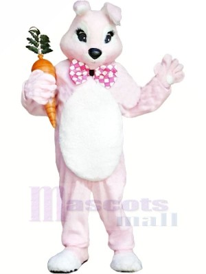 Rose lapin avec Carotte Mascotte Les costumes Animal