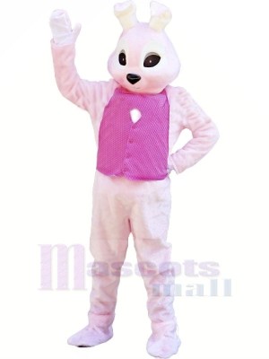 lapin avec Rose Gilet Mascotte Les costumes Animal