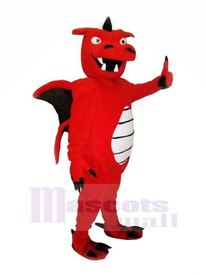 rouge Fort Dragon Mascotte Les costumes Dessin animé