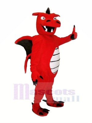 Rouge Fort Dragon Mascotte Les costumes Dessin animé