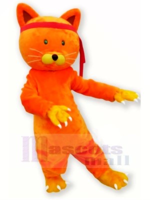 Mignonne Orange Chat Mascotte Les costumes Dessin animé
