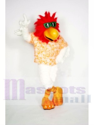 Cool Coq avec rouge Cheveux Mascotte Les costumes Animal