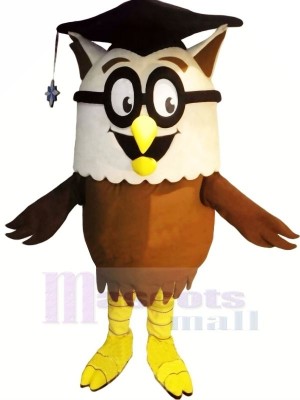 Érudit Hibou avec Des lunettes Mascotte Les costumes Animal