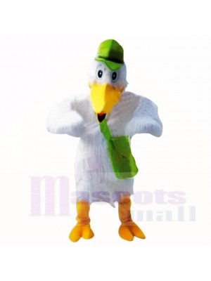 Cigogne avec des costumes de mascotte chapeau vert