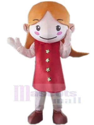 Fille en robe rouge Mascotte Costume Personnes