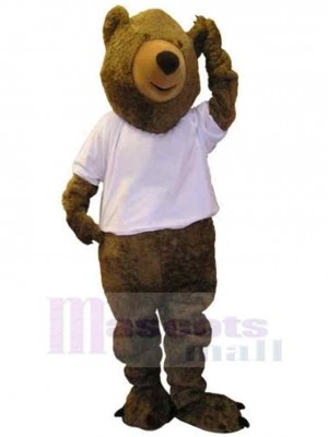 Ours en vêtements blancs Mascotte Costume Pour adultes Têtes de mascotte