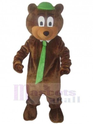 Ours avec cravate verte Mascotte Costume Pour adultes Têtes de mascotte