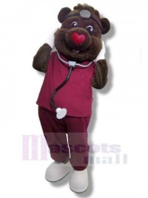 Docteur Ours Brun Mascotte Costume Pour adultes Têtes de mascotte