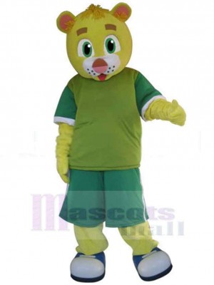 T-shirt Ours jaune en vert Mascotte Costume Pour adultes Têtes de mascotte