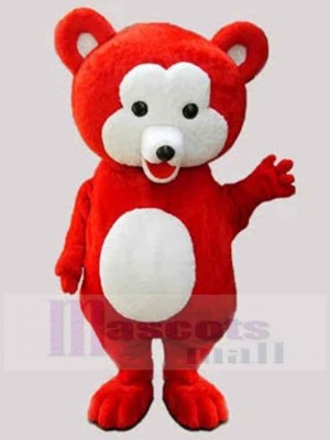 Ours Rouge Ventre Blanc Mascotte Costume Pour adultes Têtes de mascotte