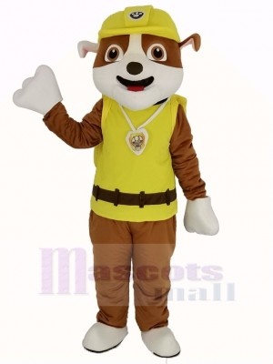 Paw Patrol Rubble dans Jaune Manteau Bouledogue Mascotte Costume