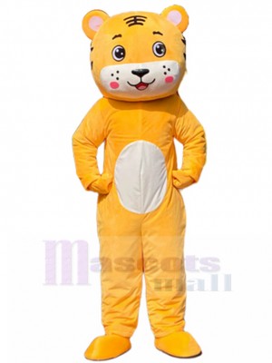 Mignon Bébé tigre jaune Costume de mascotte Dessin animé