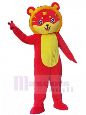 Nouvelle arrivee Tigre rouge heureux Costume de mascotte Dessin animé