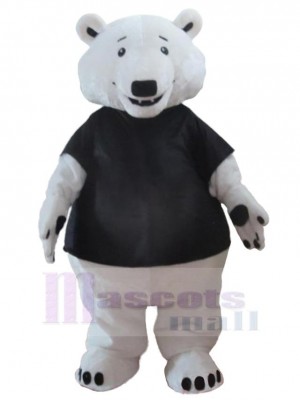 Ours polaire en t-shirt noir Mascotte Costume Animal