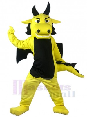 Jaune et Noir Dragon Mascotte Costume Animal