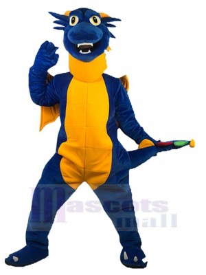 Bleu et Orange Dragon Mascotte Costume Animal