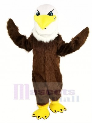 Féroce marron Aigle Longue Cheveux Mascotte Costume Animal