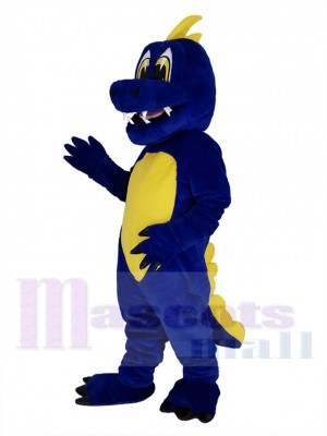Sombre Bleu Dinosaure avec Jaune Ventre Mascotte Costume