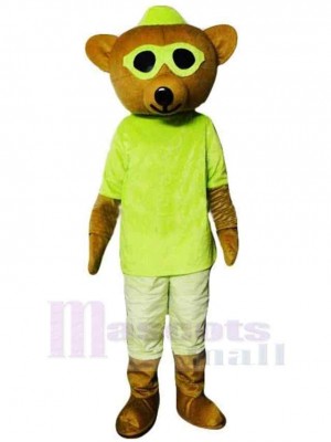 Ours cool en t-shirt vert Mascotte Costume Animal