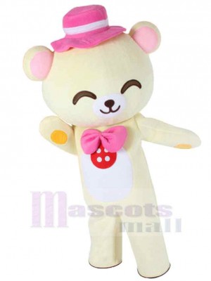 Heureux Japon ours blanc crémeux Mascotte Costume Animal