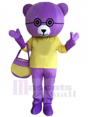 Ours en peluche violet travailleur Mascotte Costume Animal