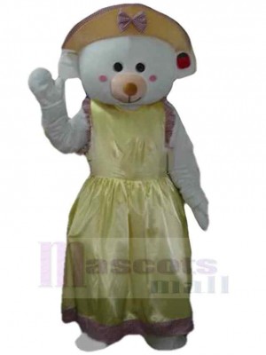 Dame Ours Blanc Mascotte Costume Animal