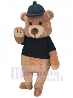 Ours mignon avec chapeau noir Mascotte Costume Animal