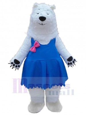 Ours en robe gilet bleu Mascotte Costume Animal