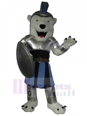 Ours avec armure d'argent Mascotte Costume Animal