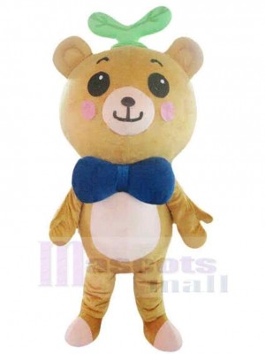 Ours avec noeud papillon bleu Mascotte Costume Animal