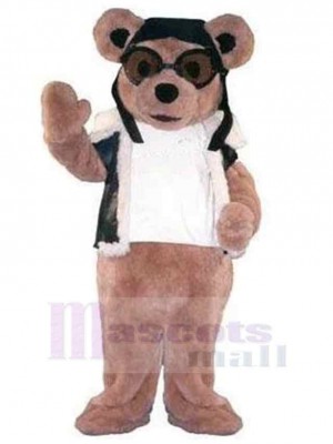 Ours chaud dans un gilet en cuir Mascotte Costume Animal