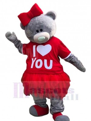 Ours femelle gris romantique Mascotte Costume Animal