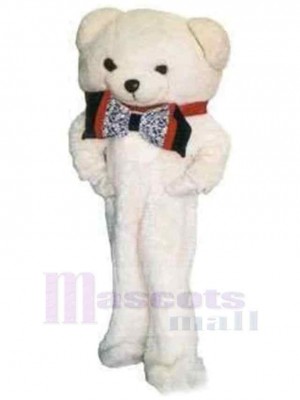 Ours blanc avec nœud papillon Mascotte Costume Animal