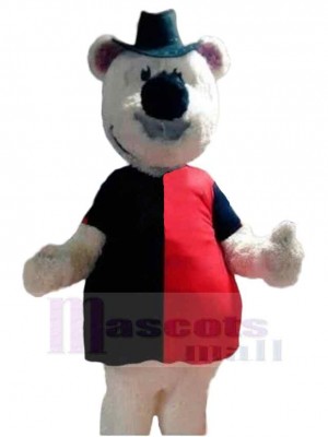 Ours blanc avec chapeau Mascotte Costume Animal